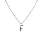 Mini Letter Charm Pendant with Black Diamonds