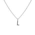 Mini Letter Charm Pendant with Black Diamonds