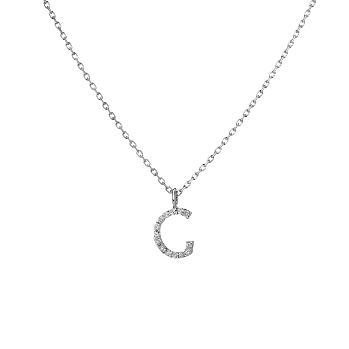 Mini Letter Charm Pendant  Sterling Silver White Gold Vermeil 14k White Gold 18k White Gold White Diamonds   '-G-