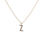 Mini Letter Charm Pendant with Black Diamonds