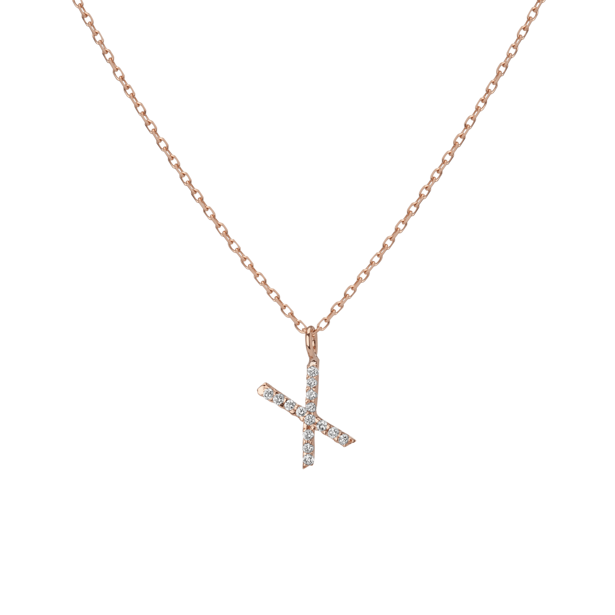 14k Rose Gold 18k Rose Gold White Diamonds '-X-