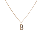 Mini Letter Charm Pendant with Black Diamonds