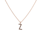 Mini Letter Charm Pendant with Black Diamonds