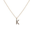 Mini Letter Charm Pendant with Black Diamonds
