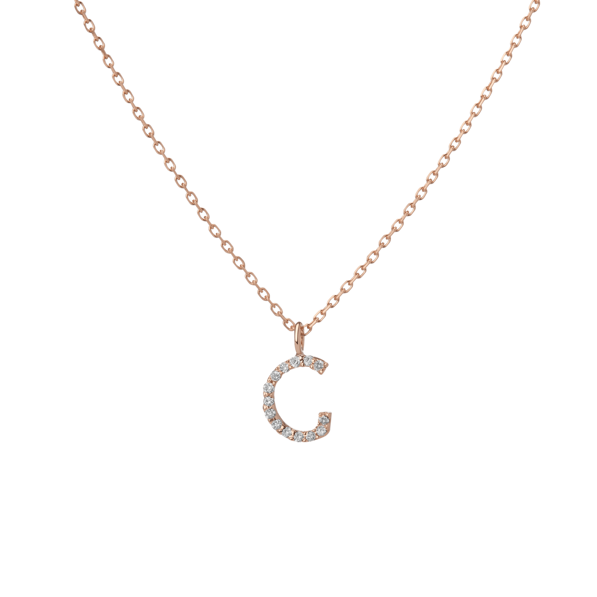 Mini Letter Charm Pendant  Rose Gold Vermeil 14k Rose Gold 18k Rose Gold White Diamonds   '-G-
