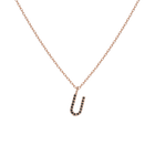 Mini Letter Charm Pendant with Black Diamonds
