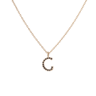 Mini Letter Charm Pendant with Black Diamonds