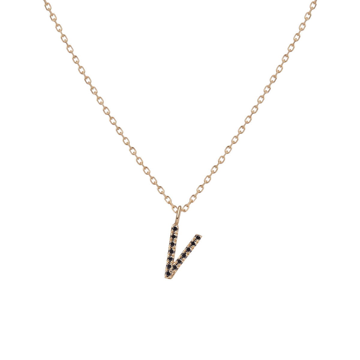 14k Yellow Gold 18k Yellow Gold Black Diamonds '-V- 