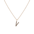 Mini Letter Charm Pendant with Black Diamonds