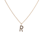 Mini Letter Charm Pendant with Black Diamonds