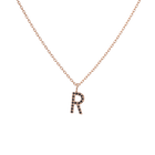 Mini Letter Charm Pendant with Black Diamonds