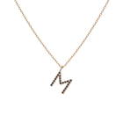 Mini Letter Charm Pendant with Black Diamonds
