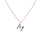 Mini Letter Charm Pendant with Black Diamonds