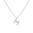 Mini Letter Charm Pendant with White Diamonds