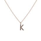 Mini Letter Charm Pendant with Black Diamonds
