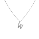 Mini Letter Charm Pendant with White Diamonds