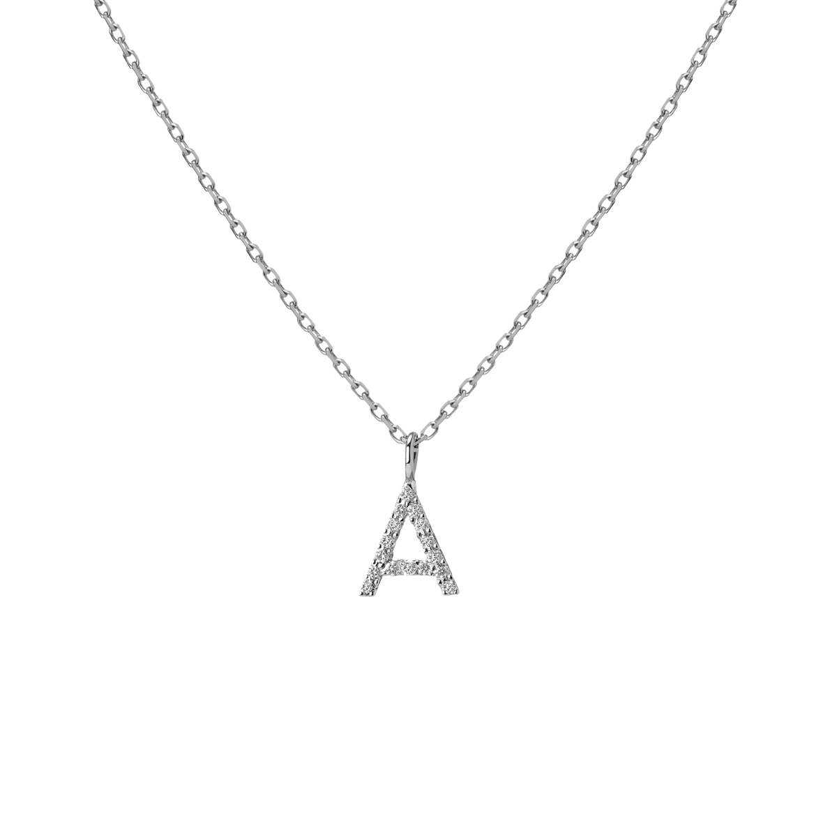 Letter Pendant 14k White Gold 18k White Gold White Diamonds First '-A-