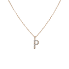 Mini Letter Charm Pendant with White Diamonds