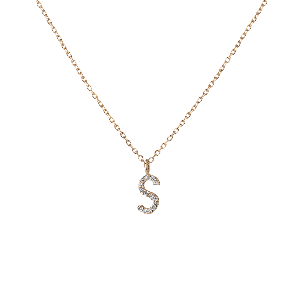 Mini Letter Charm Pendant  Yellow Gold Vermeil 14k Yellow Gold 18k Yellow Gold White Diamonds  '-S-