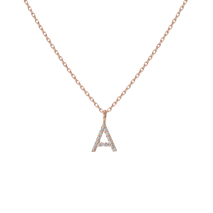 Mini Letter Charm Pendant  Rose Gold Vermeil 14k Rose Gold 18k Rose Gold White Diamonds First 