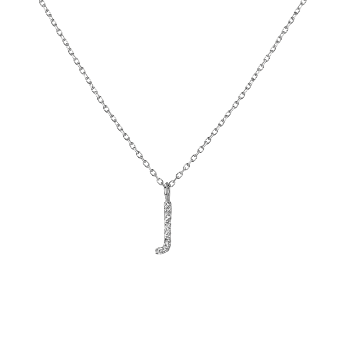 Mini Letter Charm Pendant  Sterling Silver White Gold Vermeil 14k White Gold 18k White Gold White Diamonds   '-J-