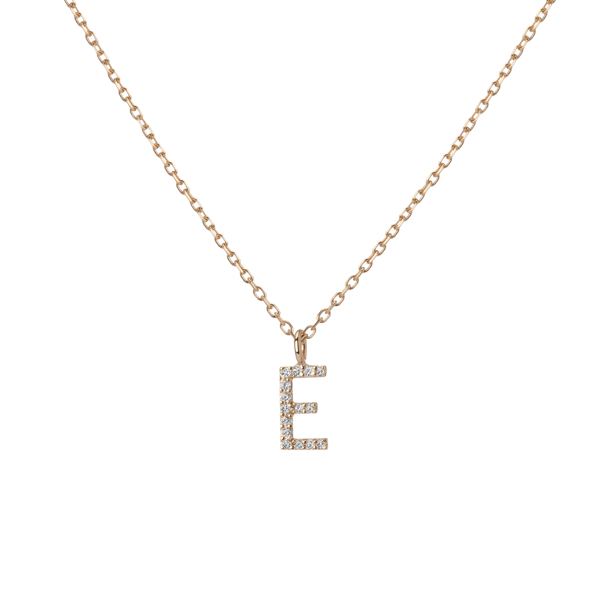 Mini Letter Charm Pendant  Yellow Gold Vermeil 14k Yellow Gold 18k Yellow Gold White Diamonds   '-E-