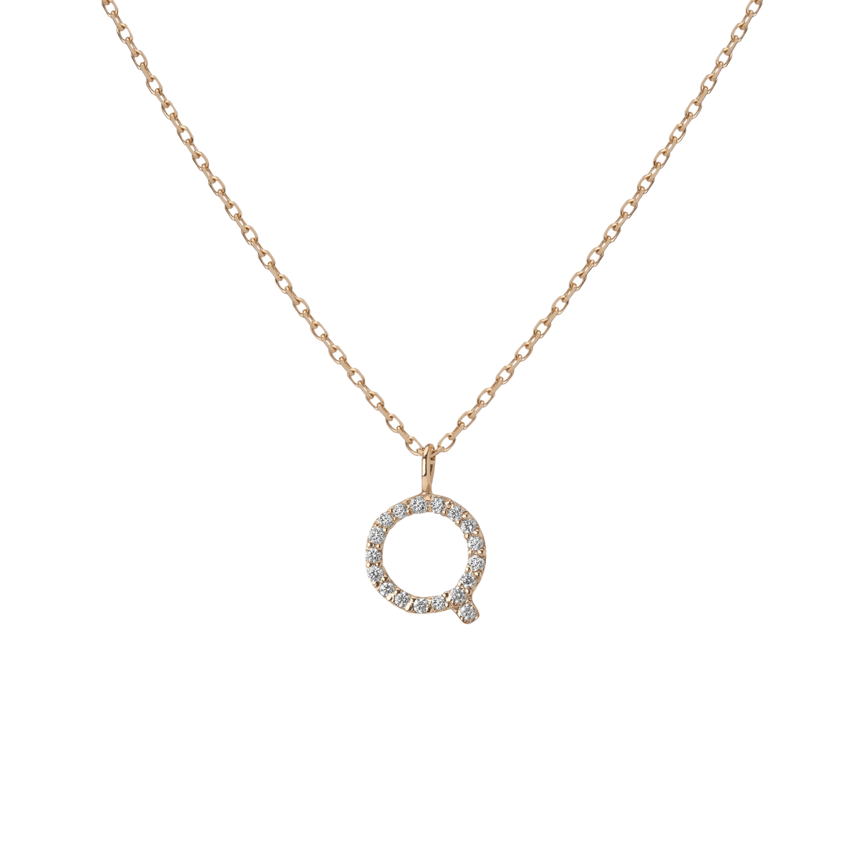 Mini Letter Charm Pendant  Yellow Gold Vermeil 14k Yellow Gold 18k Yellow Gold White Diamonds   '-Q-