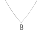 Mini Letter Charm Pendant with Black Diamonds