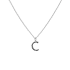 Mini Letter Charm Pendant with Black Diamonds