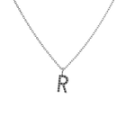 Mini Letter Charm Pendant with Black Diamonds