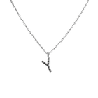 Mini Letter Charm Pendant with Black Diamonds