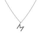 Mini Letter Charm Pendant with Black Diamonds