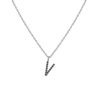 Mini Letter Charm Pendant with Black Diamonds