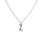 Mini Letter Charm Pendant with Black Diamonds