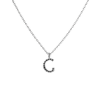 Mini Letter Charm Pendant with Black Diamonds
