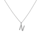 Mini Letter Charm Pendant with White Diamonds