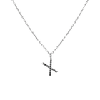 Mini Letter Charm Pendant with Black Diamonds