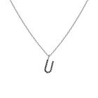 Mini Letter Charm Pendant with Black Diamonds