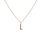Mini Letter Charm Pendant with Black Diamonds