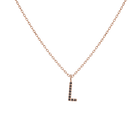 Mini Letter Charm Pendant with Black Diamonds