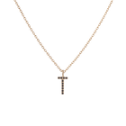 Mini Letter Charm Pendant with Black Diamonds
