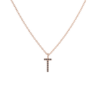 Mini Letter Charm Pendant with Black Diamonds