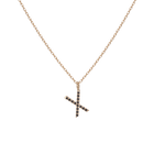 Mini Letter Charm Pendant with Black Diamonds