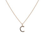 Mini Letter Charm Pendant with Black Diamonds