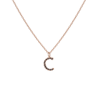 Mini Letter Charm Pendant with Black Diamonds