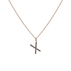 Mini Letter Charm Pendant with Black Diamonds