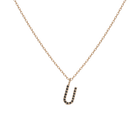 Mini Letter Charm Pendant with Black Diamonds