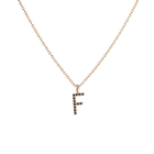 Mini Letter Charm Pendant with Black Diamonds