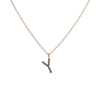 Mini Letter Charm Pendant with Black Diamonds