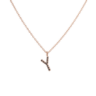 Mini Letter Charm Pendant with Black Diamonds